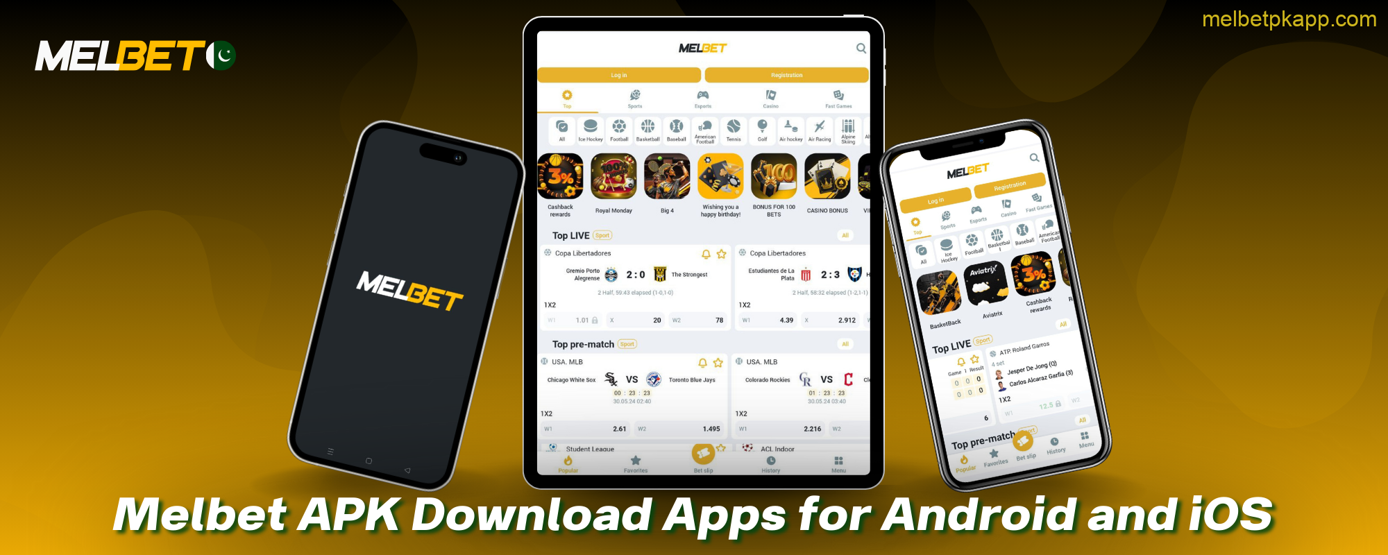 The latest version of Melbet APK for Android and iOS is available for users from Pakistan